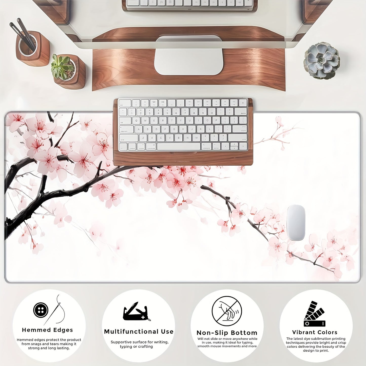 Elegant Cherry Blossom Mouse Pad - Natural Rubber Non-Slip Base