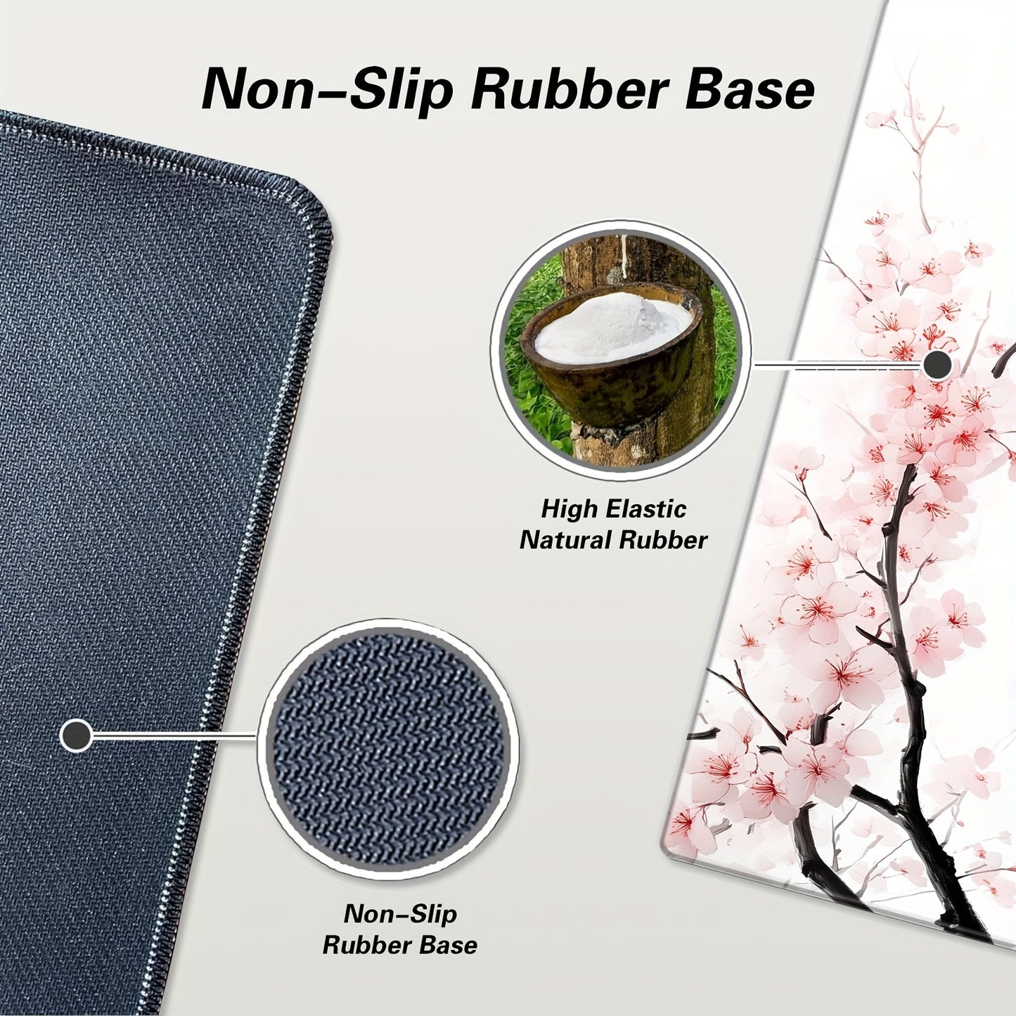Elegant Cherry Blossom Mouse Pad - Natural Rubber Non-Slip Base