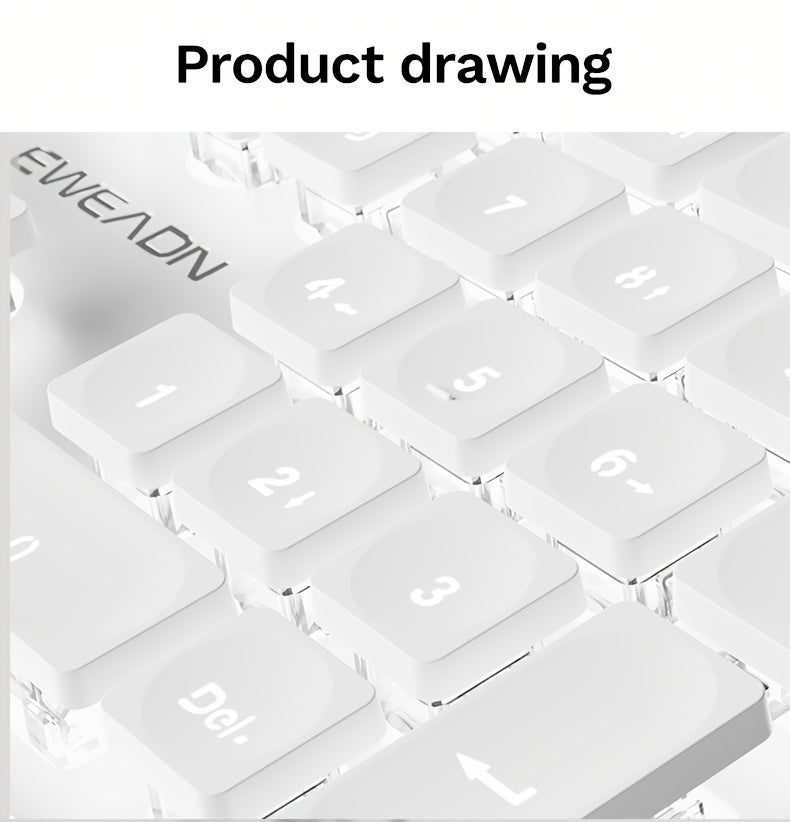 EWEADN Silent LED-Backlit Ergonomic Gaming Keyboard