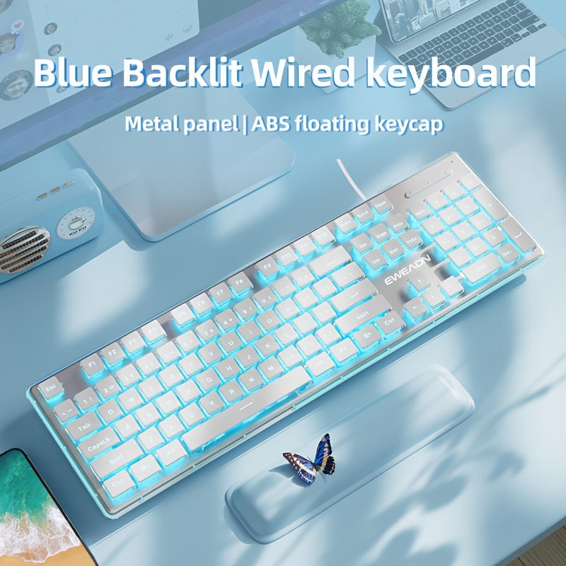 EWEADN Silent LED-Backlit Ergonomic Gaming Keyboard