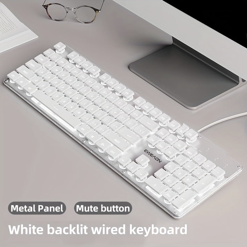 EWEADN Silent LED-Backlit Ergonomic Gaming Keyboard