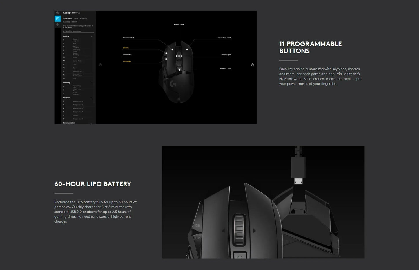 Logitech G502 HERO LIGHTSPEED Wired/Wireless Gaming Mouse