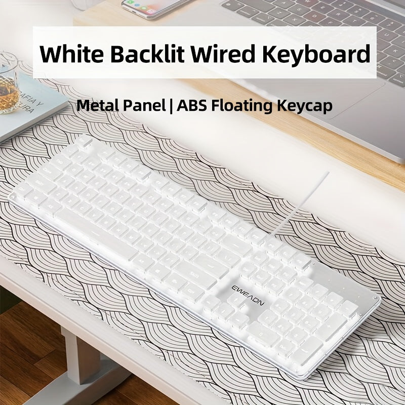 EWEADN Silent LED-Backlit Ergonomic Gaming Keyboard
