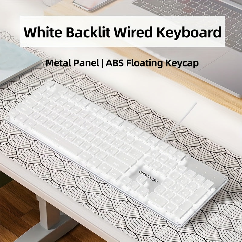 EWEADN Silent LED-Backlit Ergonomic Gaming Keyboard