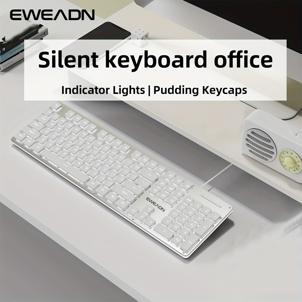 EWEADN Silent LED-Backlit Ergonomic Gaming Keyboard