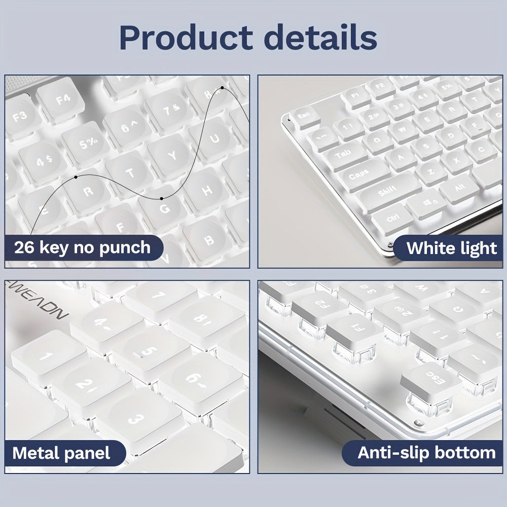 EWEADN Silent LED-Backlit Ergonomic Gaming Keyboard