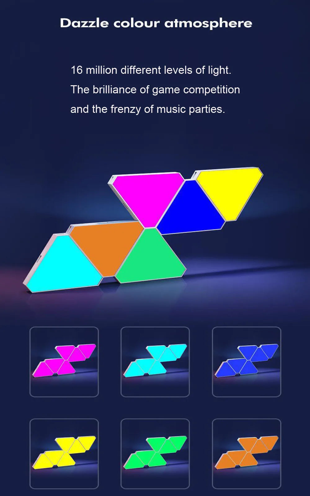 Triangle Wall LED Lights Quantum Atmosphere Night Light WIFI Bluetooth 5V USB